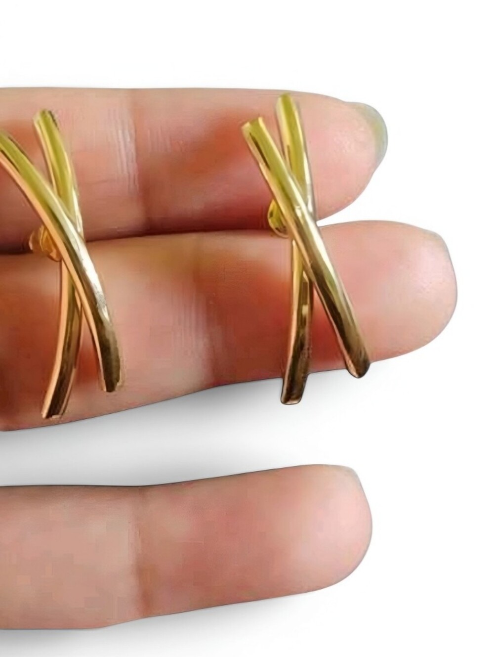 Geometric X Statement Earrings, Long Cross Design, NWOT